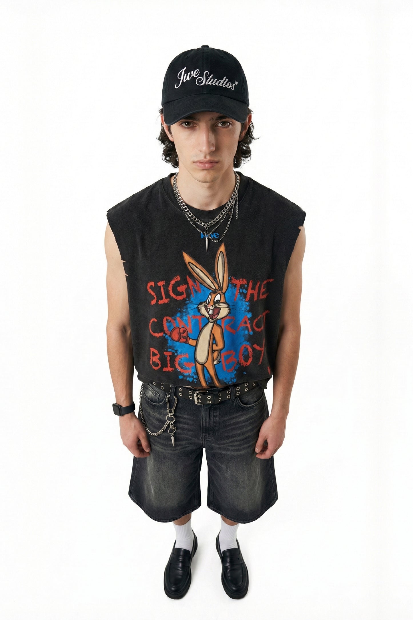 Sign the Contract Tank Top - Acid Wash Graphic Tank