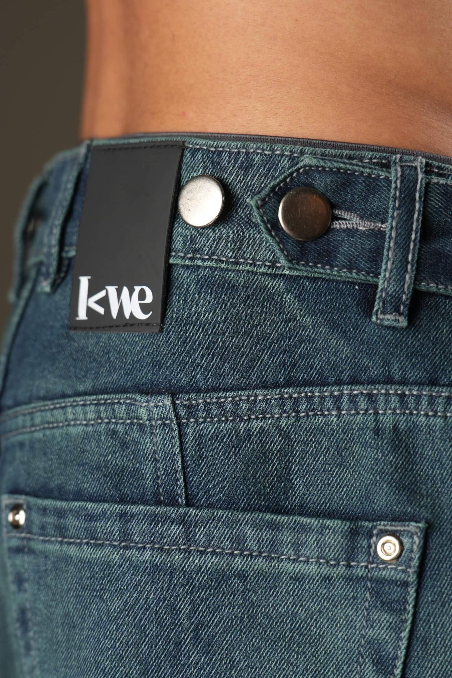 Washed Panelled Straight Fit Organic Cotton Jeans