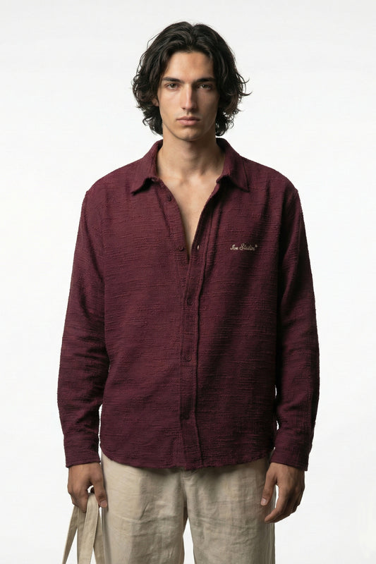 Wine Heavyweight Textured Shirt