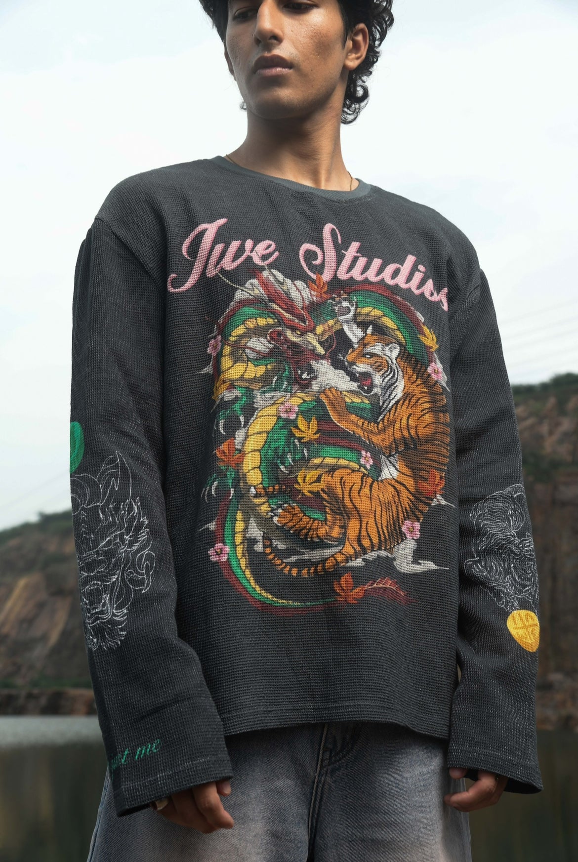 Dragon x Tiger Waffle Full Sleeve Tee