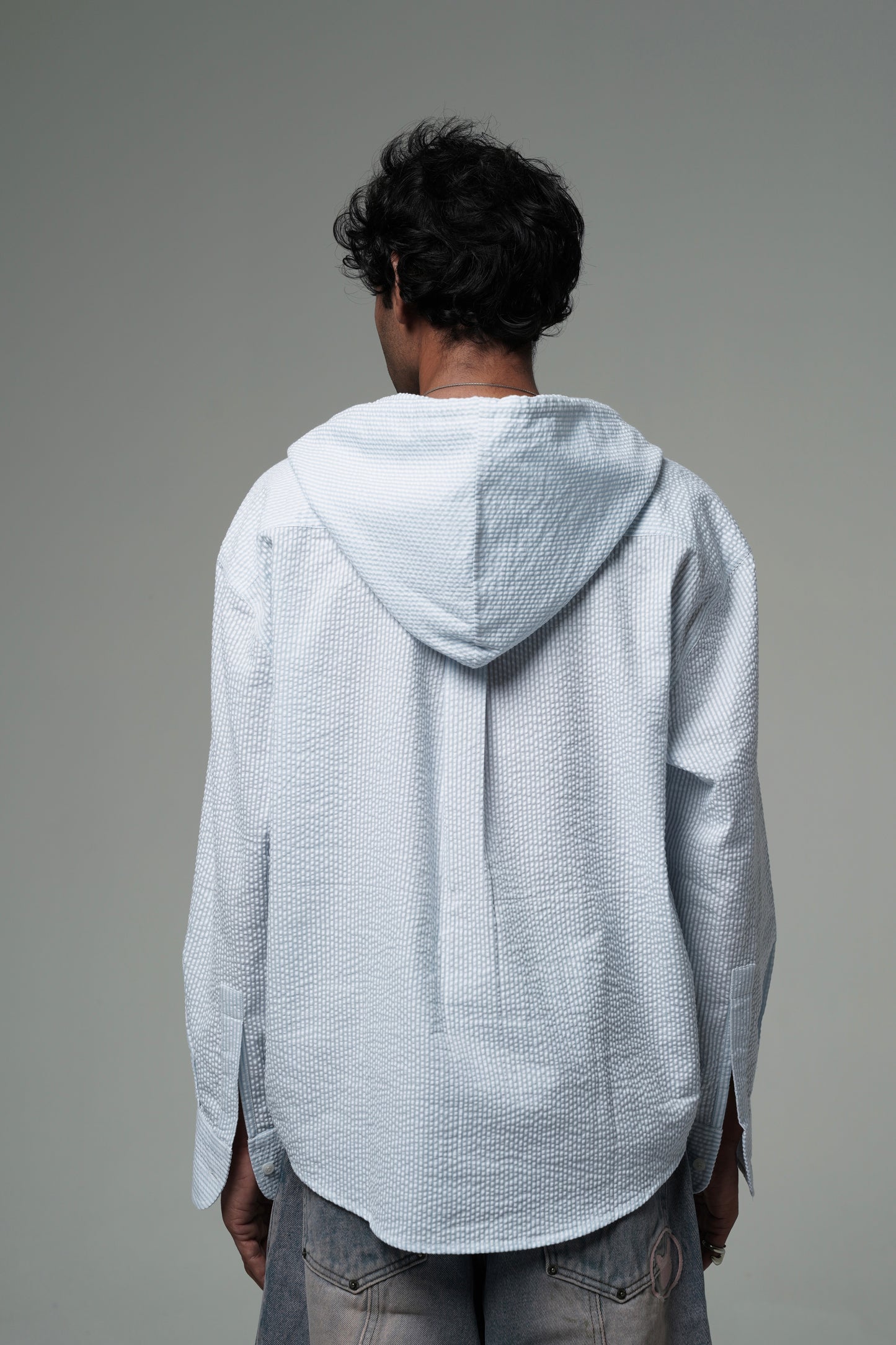 Sky Hooded Textured Shirt