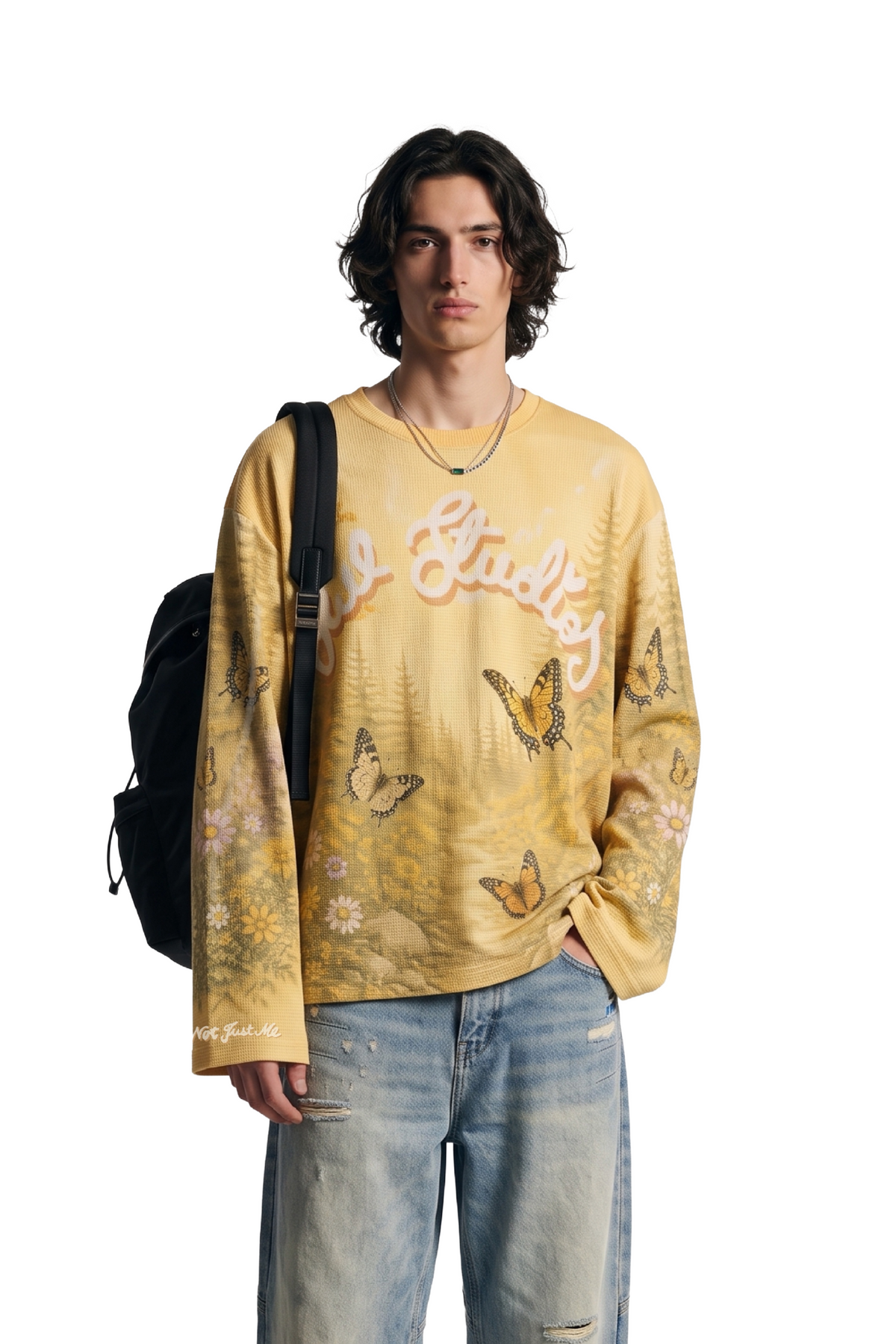 DAYDREAM BUTTERFLY FULL SLEEVE WAFFLE TEE