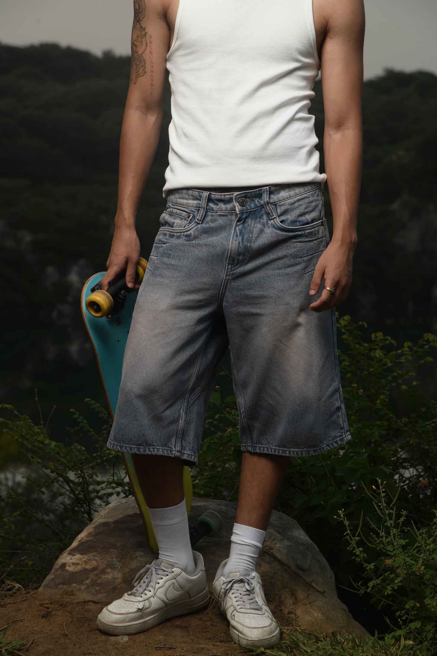 Washed Denim Jorts