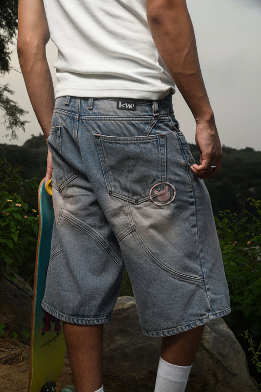 Washed Denim Jorts