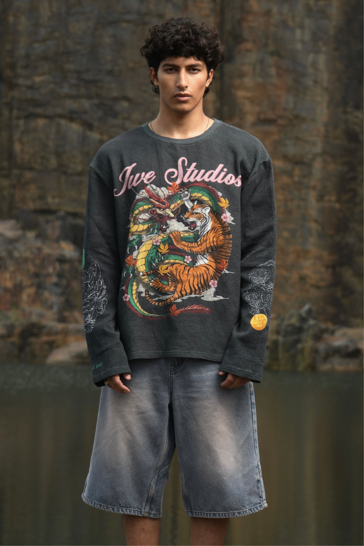 Dragon x Tiger Waffle Full Sleeve Tee