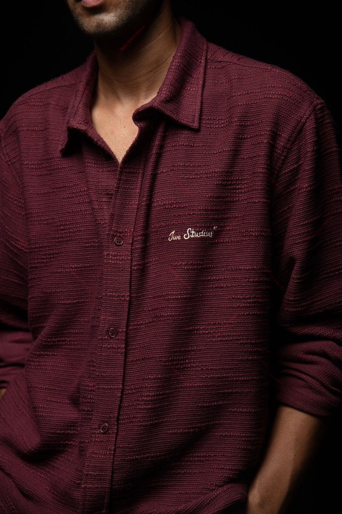 Wine Heavyweight Textured Shirt