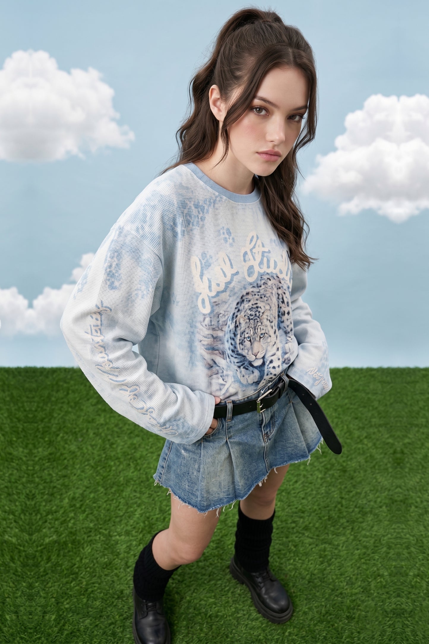 Ghost of the Mountains Sky waffle tee