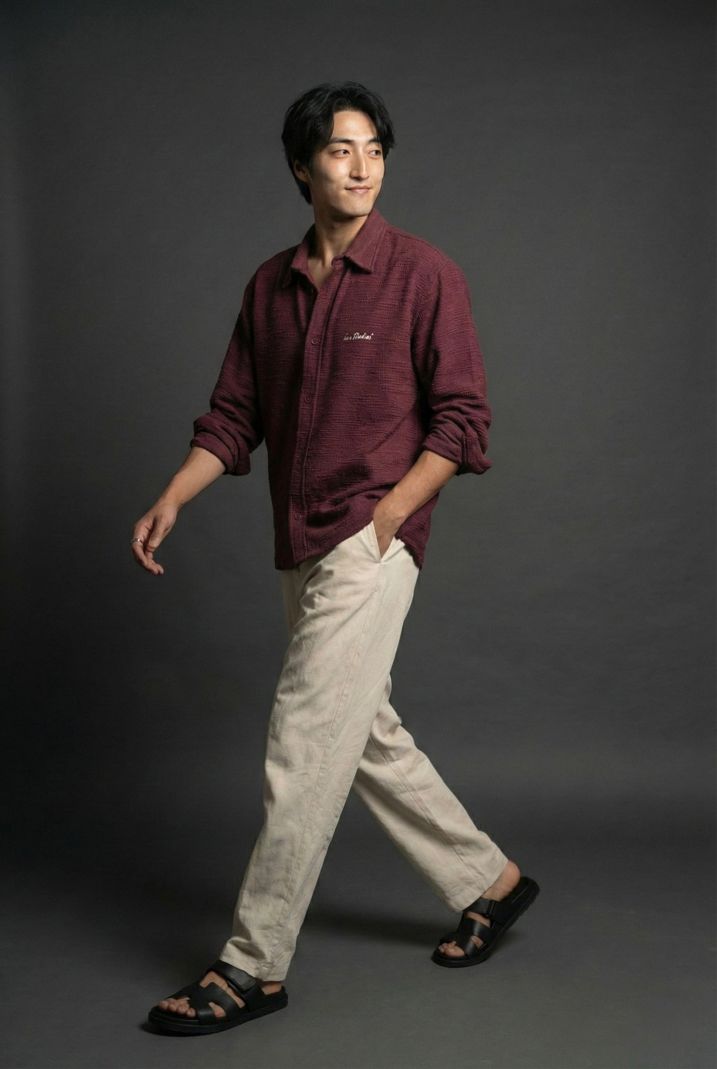 Wine Heavyweight Textured Shirt