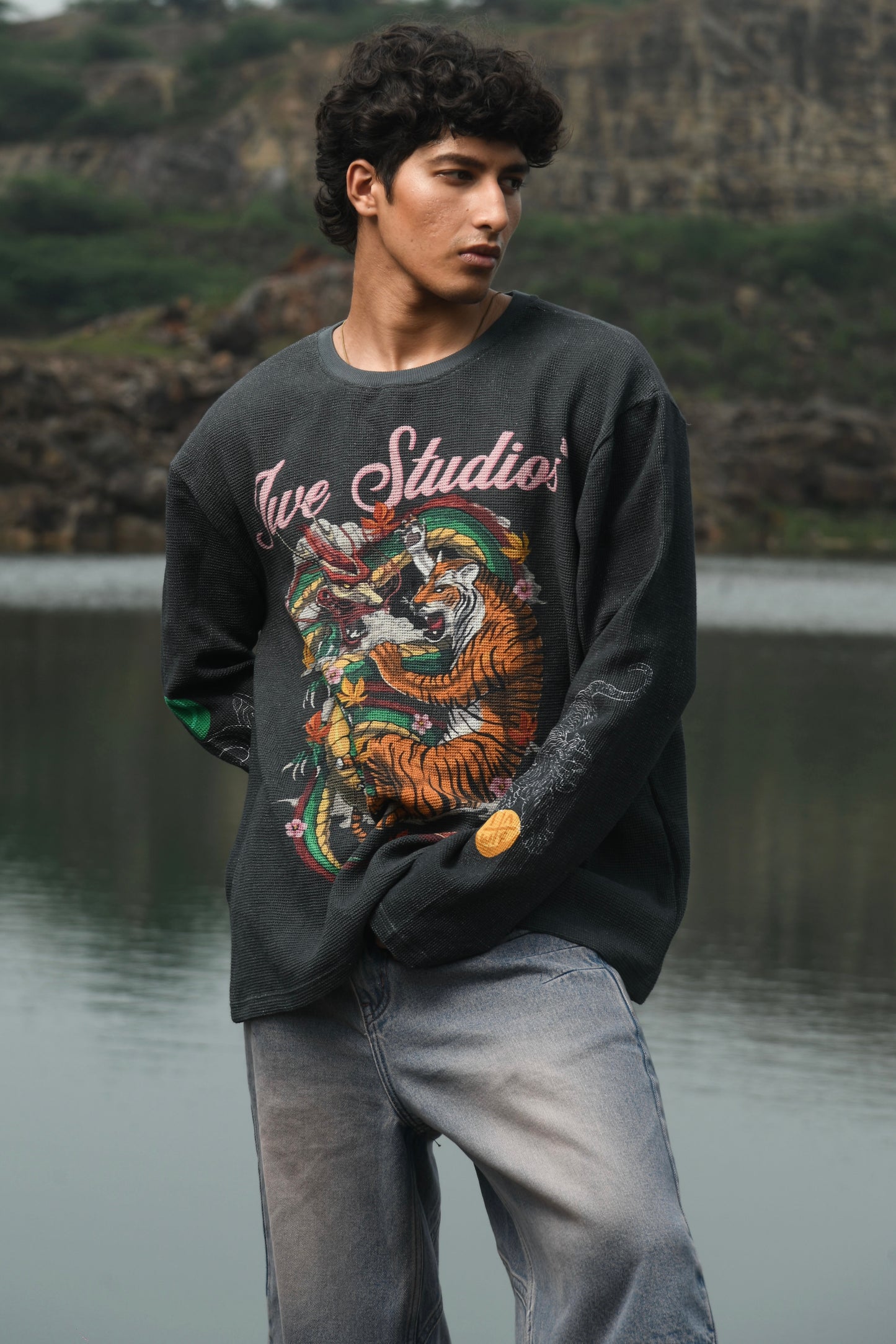 Dragon x Tiger Waffle Full Sleeve Tee