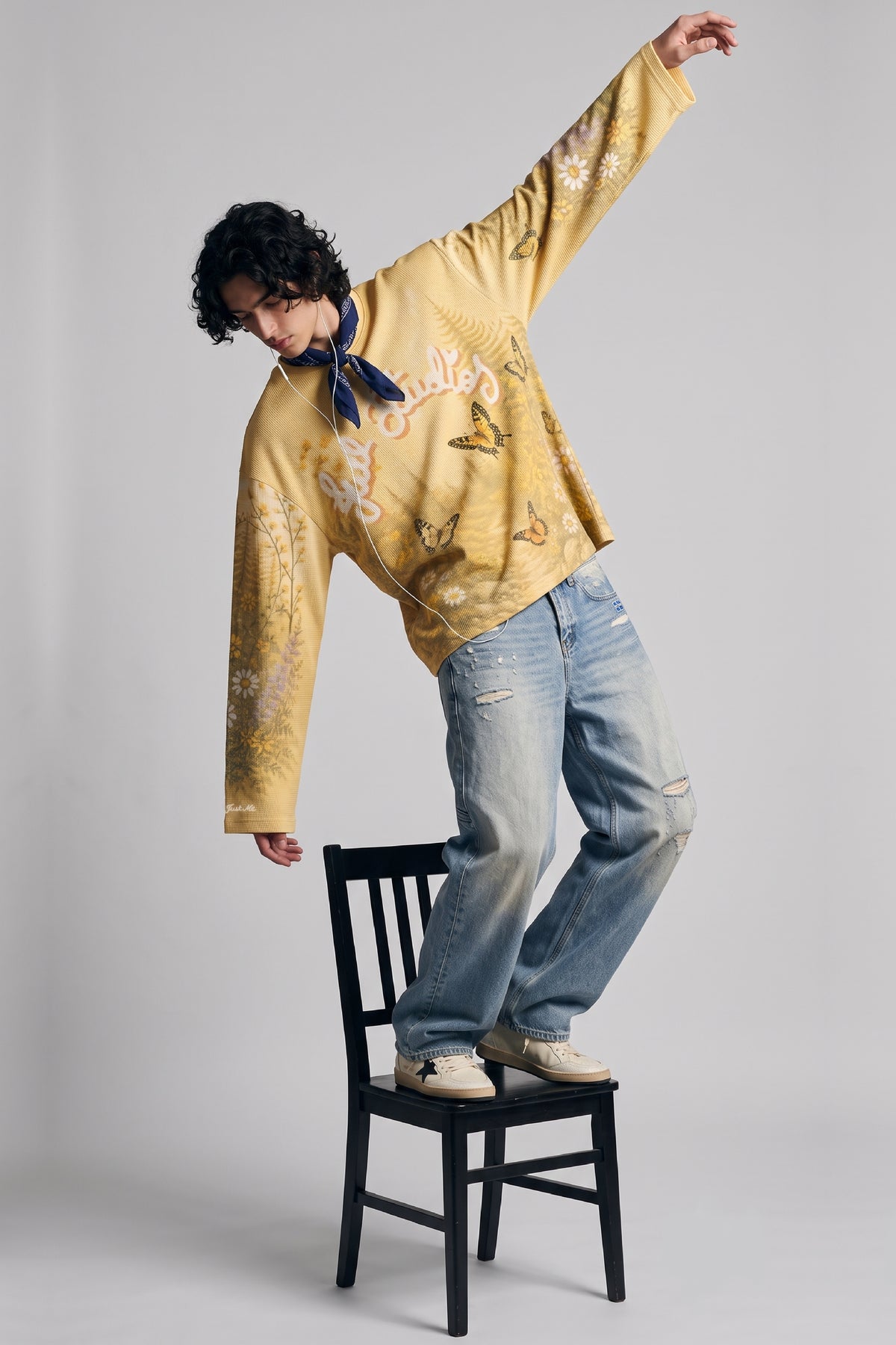 DAYDREAM BUTTERFLY FULL SLEEVE WAFFLE TEE