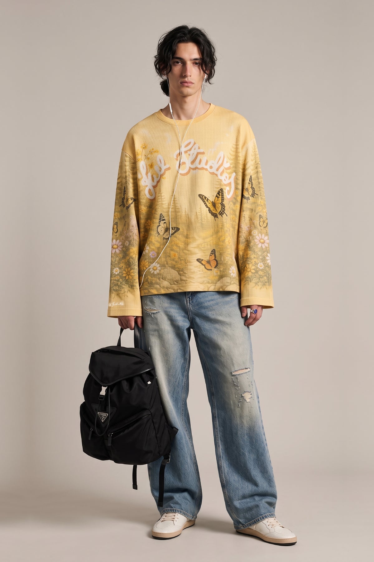 DAYDREAM BUTTERFLY FULL SLEEVE WAFFLE TEE